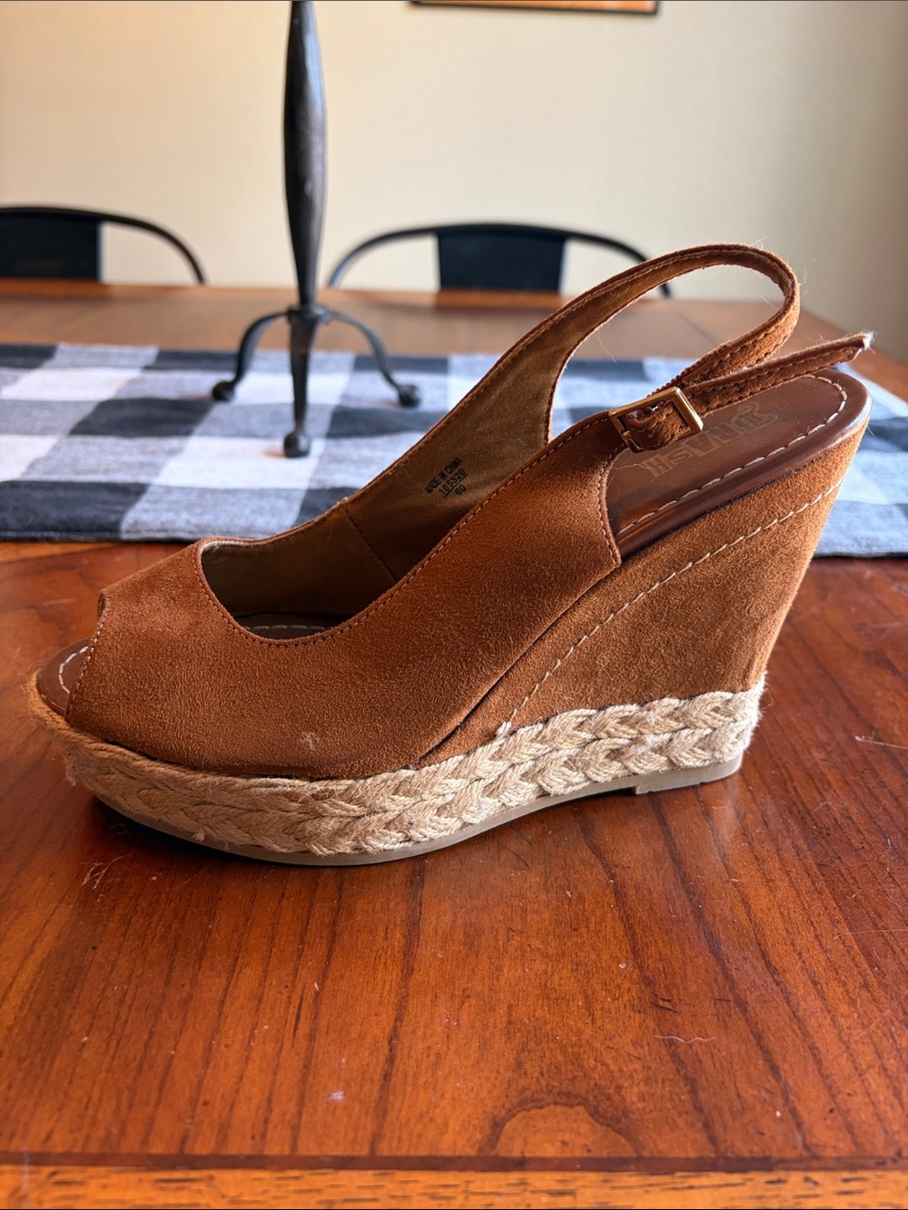 Brash Brown Suede Espadrille Wedge Slingback